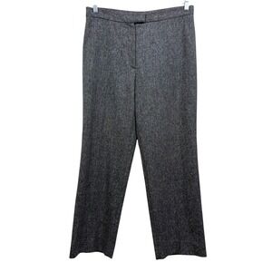 Paul Stuart Women Wool Trouser Pants Flat Front Zip Gray Sz 44 Made in France*